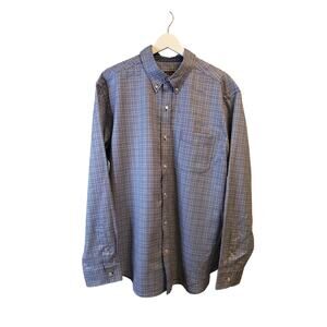 J.MCLAUGHLIN MENS BLUE PLAID BUTTON DOWN LONG SLEEVE SHIRT SIZE XL